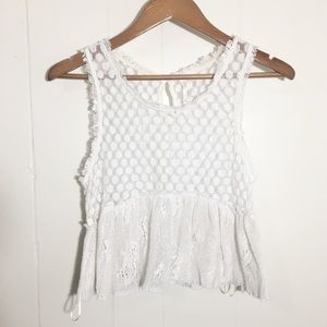 Free People Lace Peplum Tank Top
